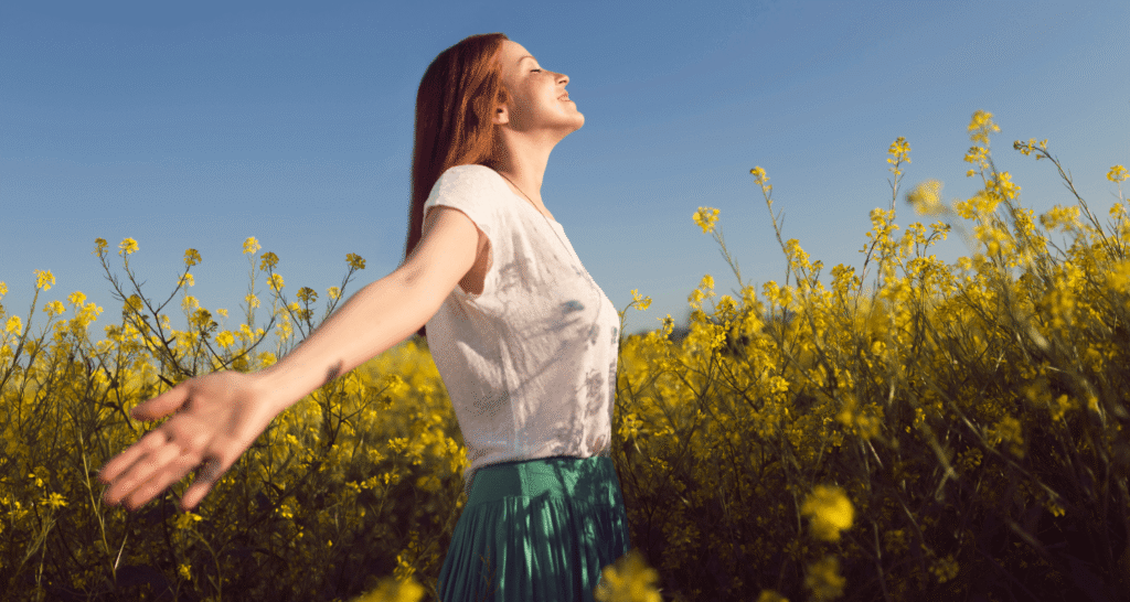 Visualise your dream: lady walking in a meadow